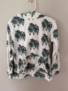 kate quinn White Hoodie with Green Floral Print